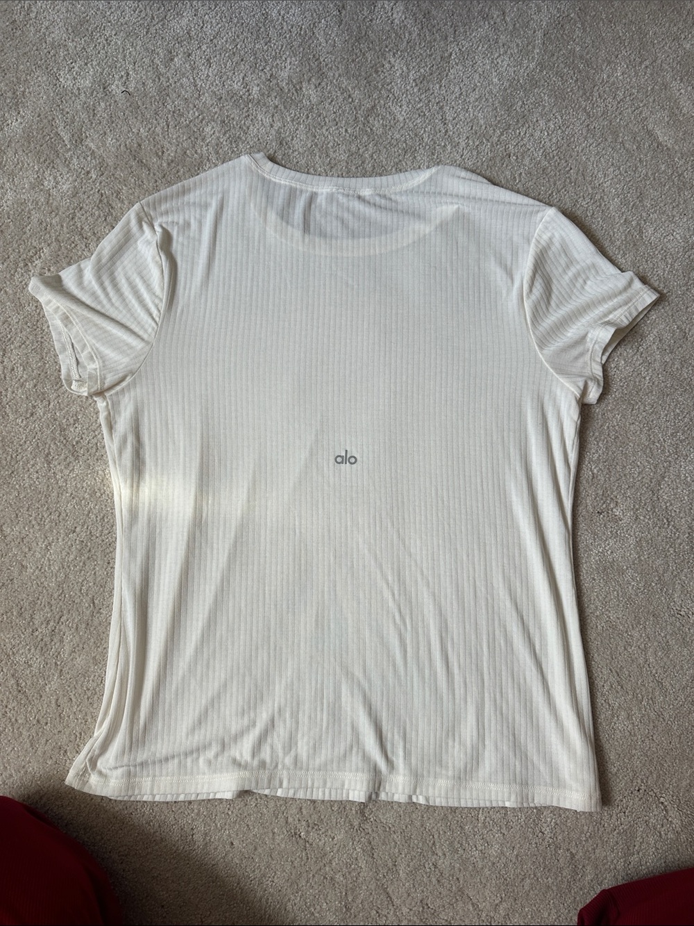 ALO Yoga White Ribbed Short Sleeve Tee